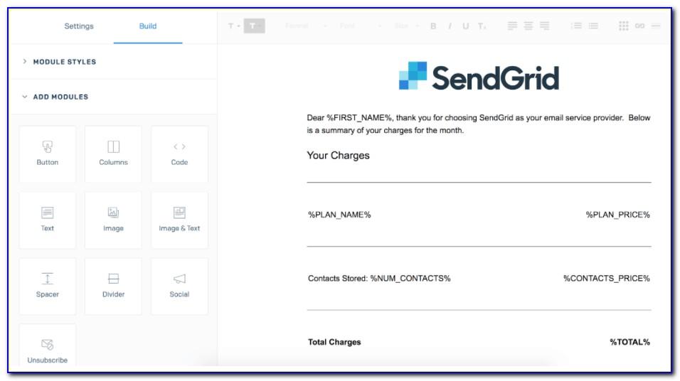 Sendgrid Email Template C#