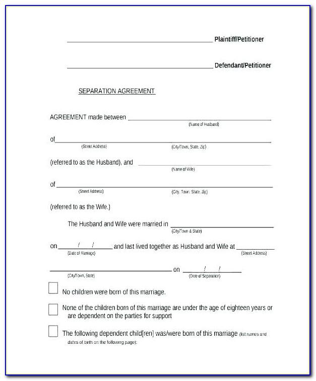 Separation Agreement Template Canada Free
