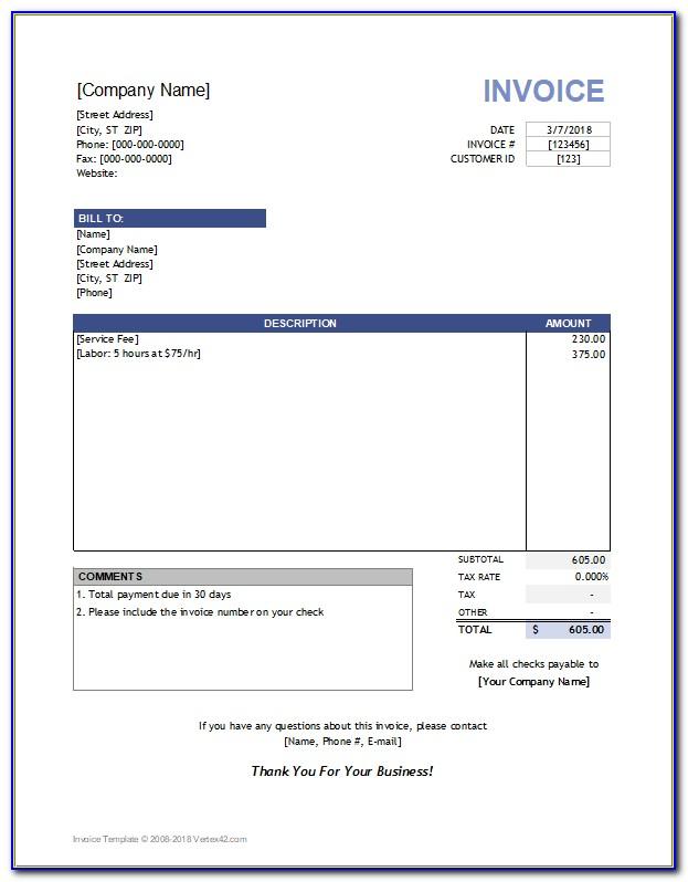 Service Invoice Template For Ipad