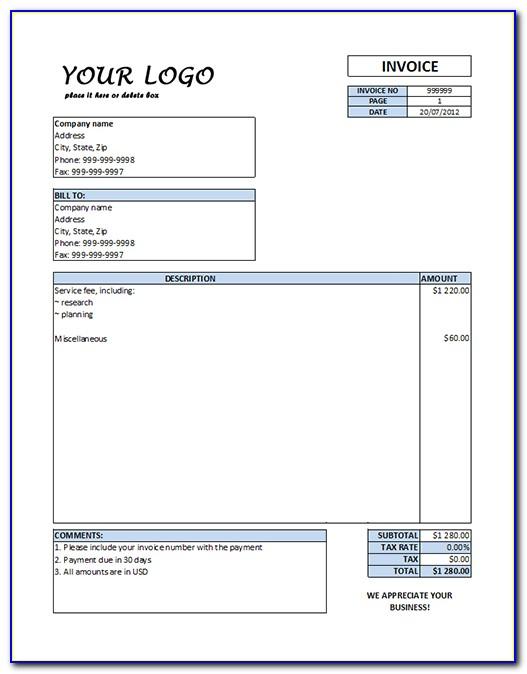 Service Invoice Template For Openoffice