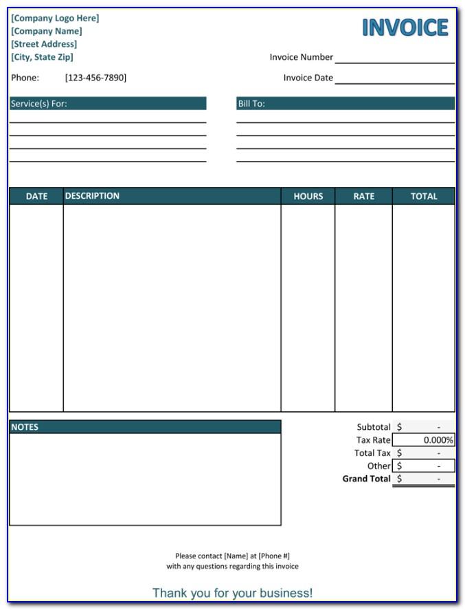 Service Invoice Template Word Free