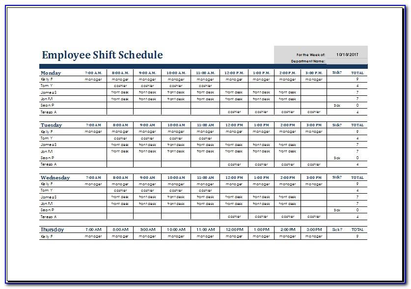 Shift Schedule Template Excel