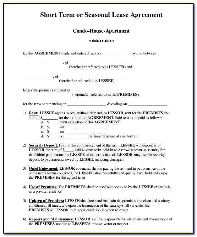 Short Residential Lease Agreement Template
