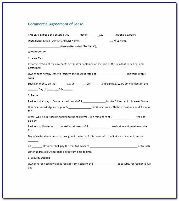 Simple Commercial Lease Agreement Template Free