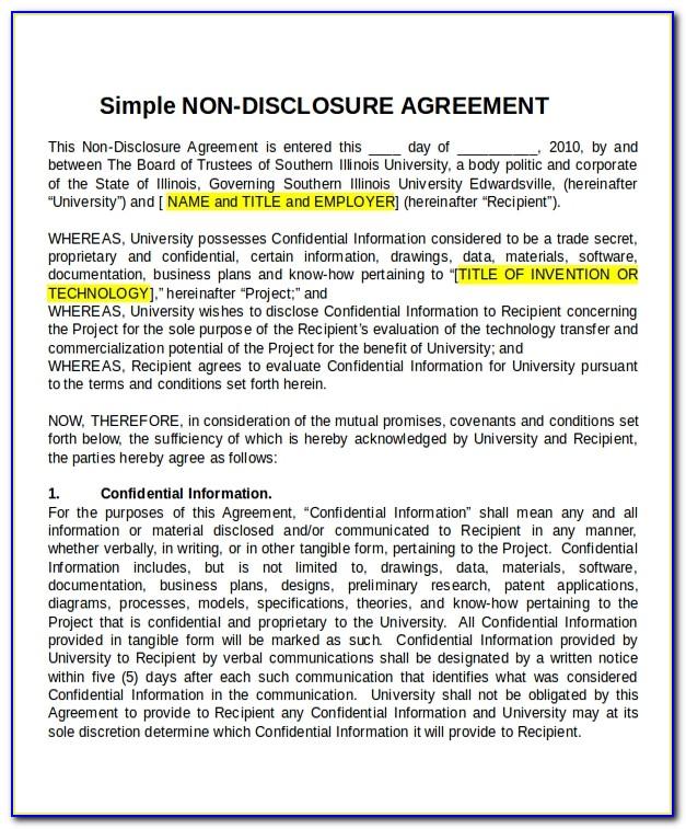 Simple Employee Non Disclosure Agreement Template