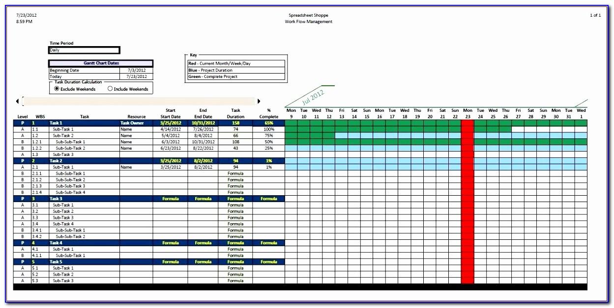 Simple Excel Gantt Chart Templates