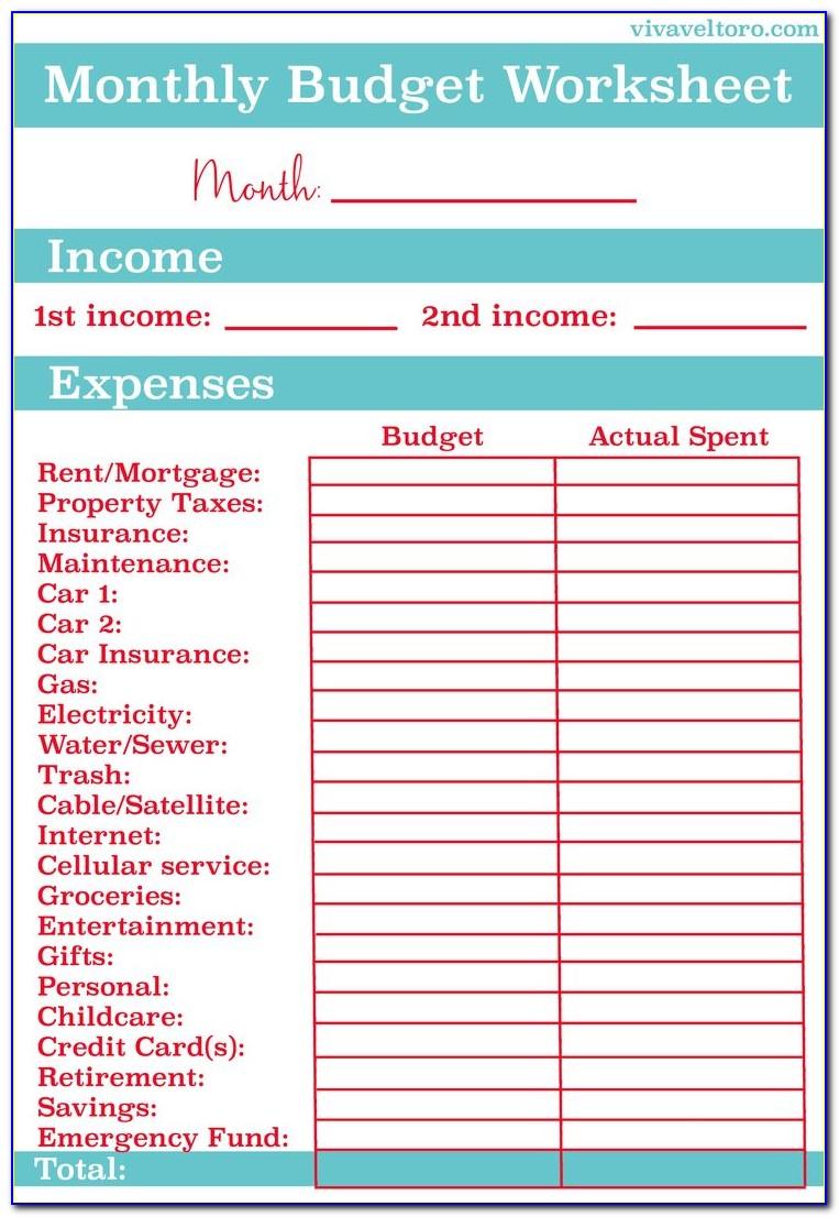 Simple Household Budget Form