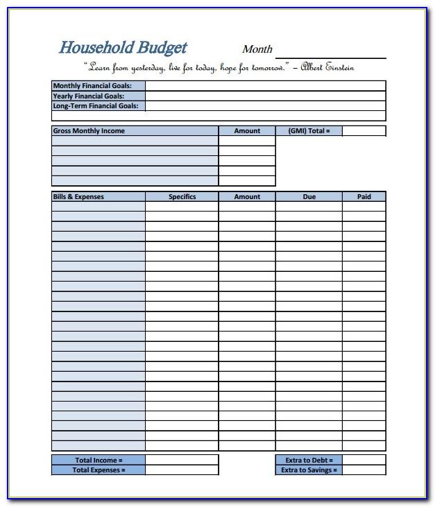 Simple Household Budget Worksheets