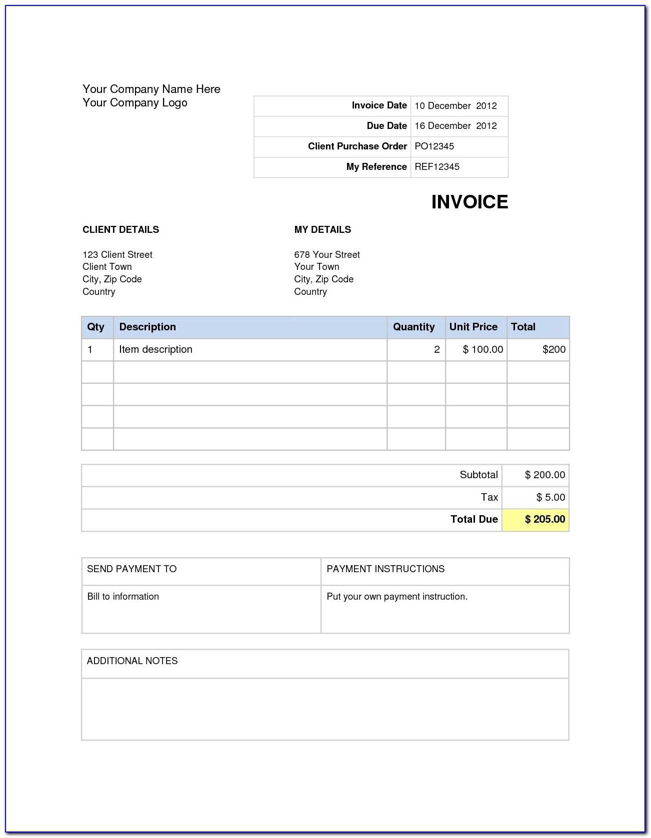 Simple Invoice Template Doc