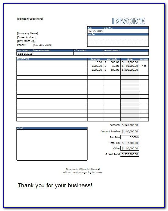 Simple Invoice Template Excel Gst