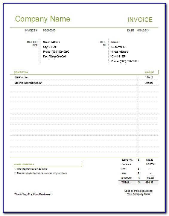 Simple Invoice Template Excel India