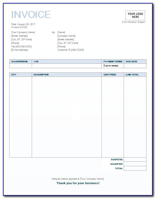 Simple Invoice Template Word Document