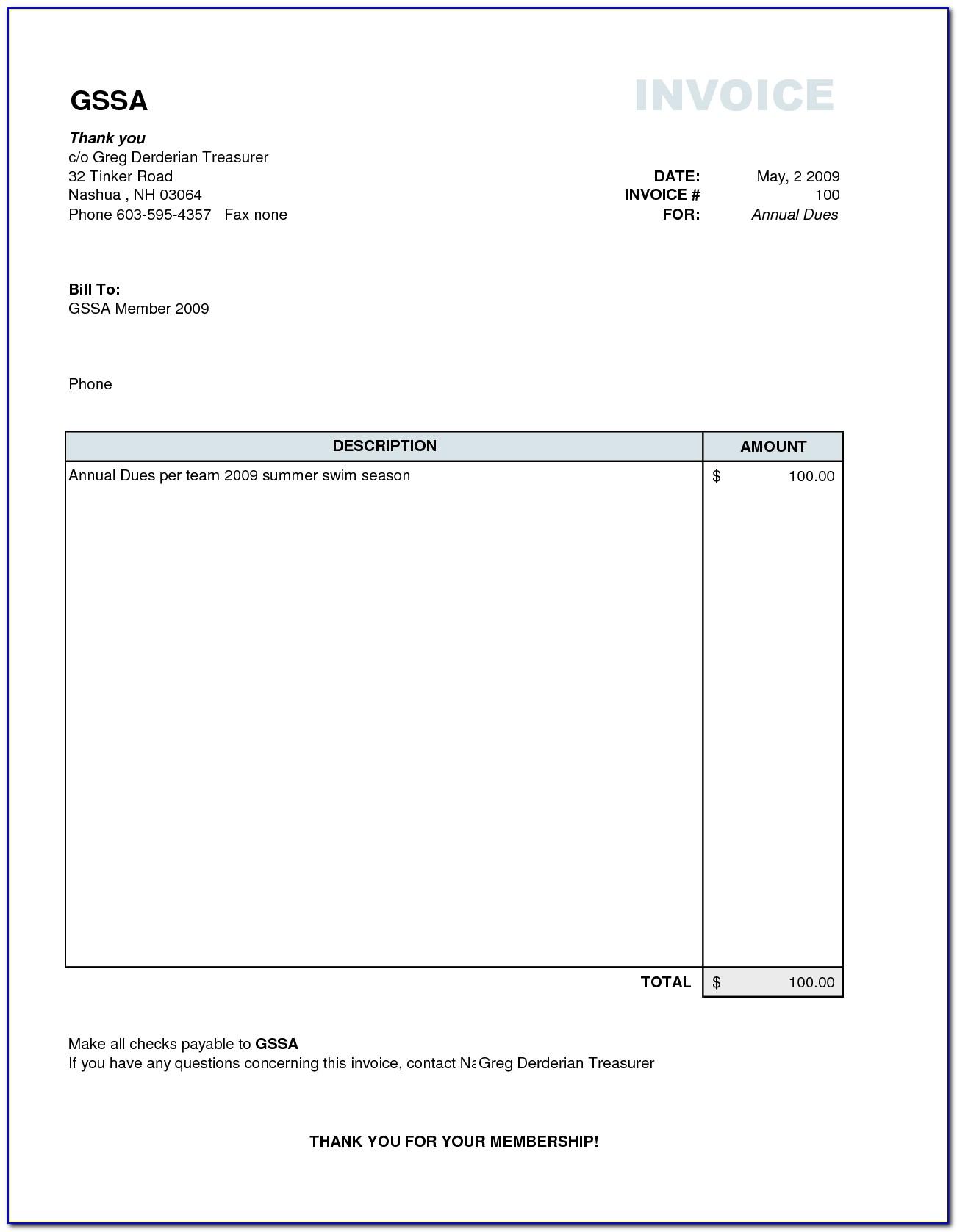 Simple Invoice Template Word Download