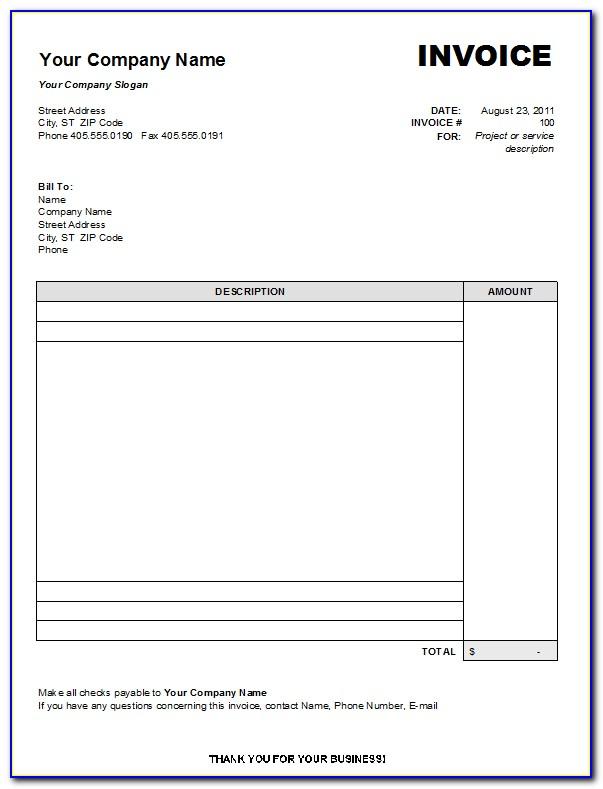 Simple Invoice Template Word Uk