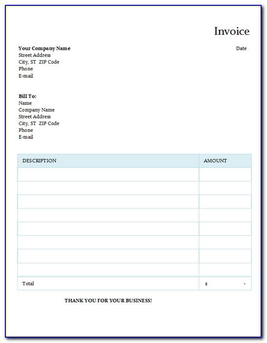 Simple Invoice Templates Word