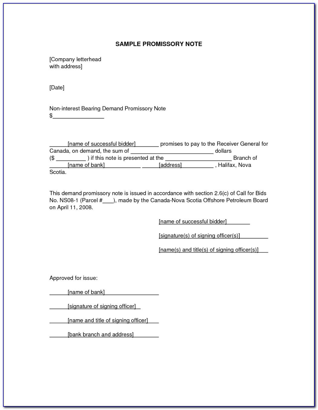 Simple Promissory Note Template Free