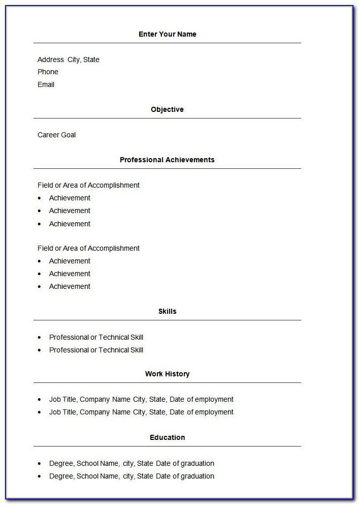 Simple Resume Template Word Free Download