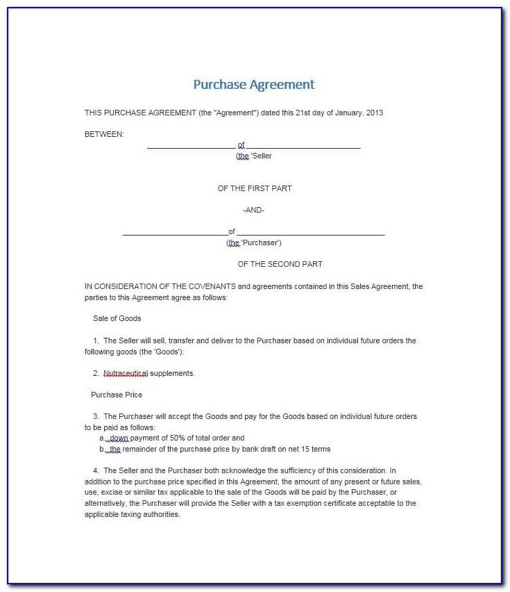 Simple Sale Contract Template