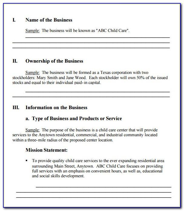 Simple Small Business Plan Template Free