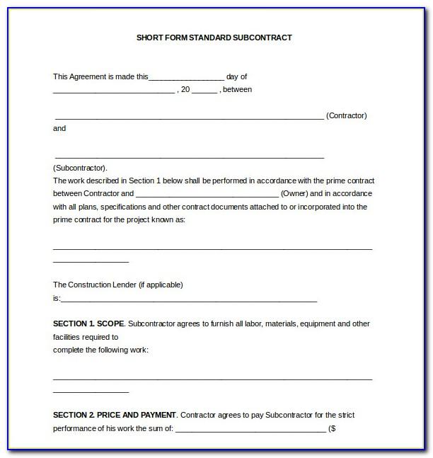 Simple Subcontractor Agreement Form