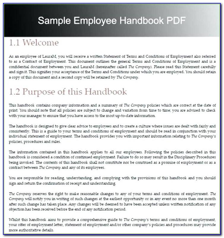 Small Business Administration Employee Handbook Template