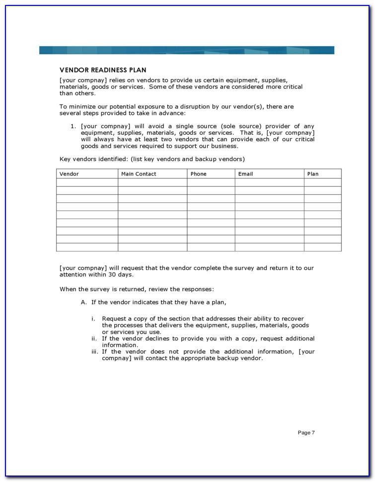 Small Business Contingency Plan Template
