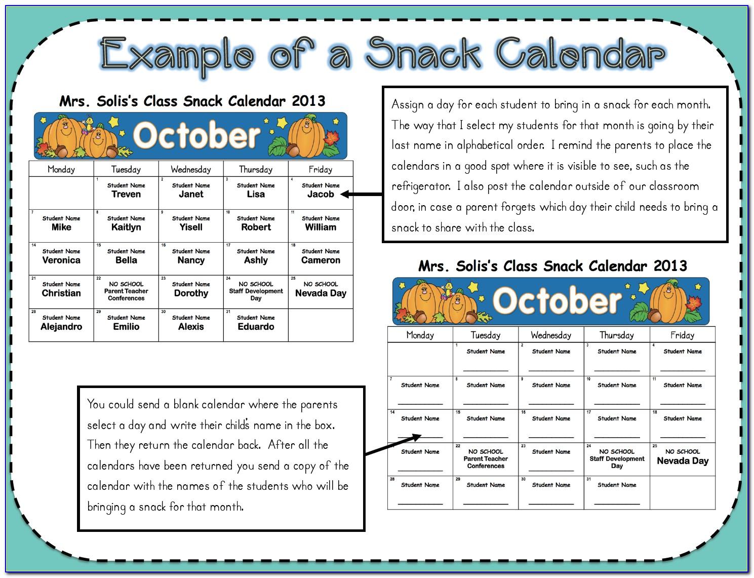 Snack Schedule Template For Basketball