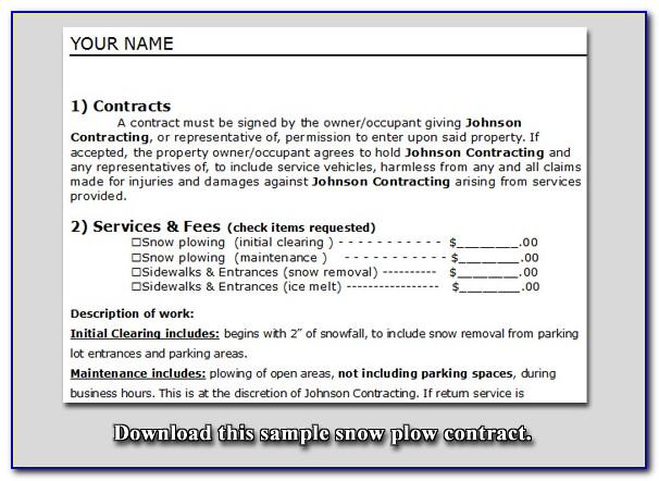 Snow Clearing Contract Template