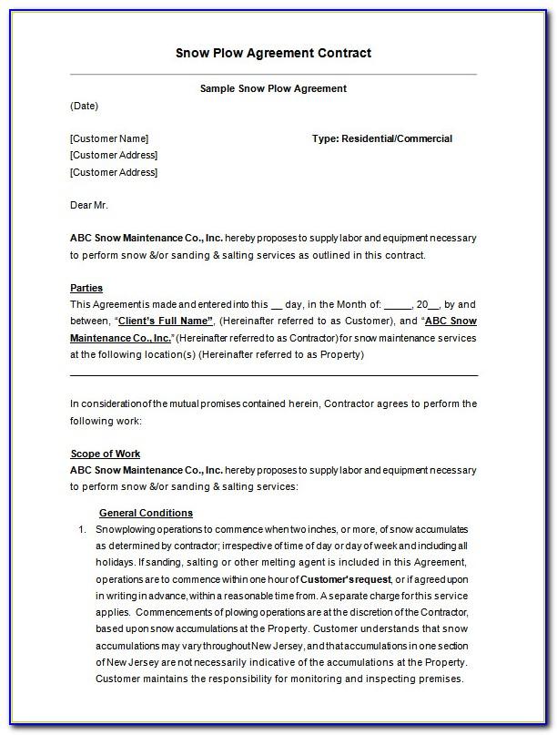 Snow Removal Contract Template Download