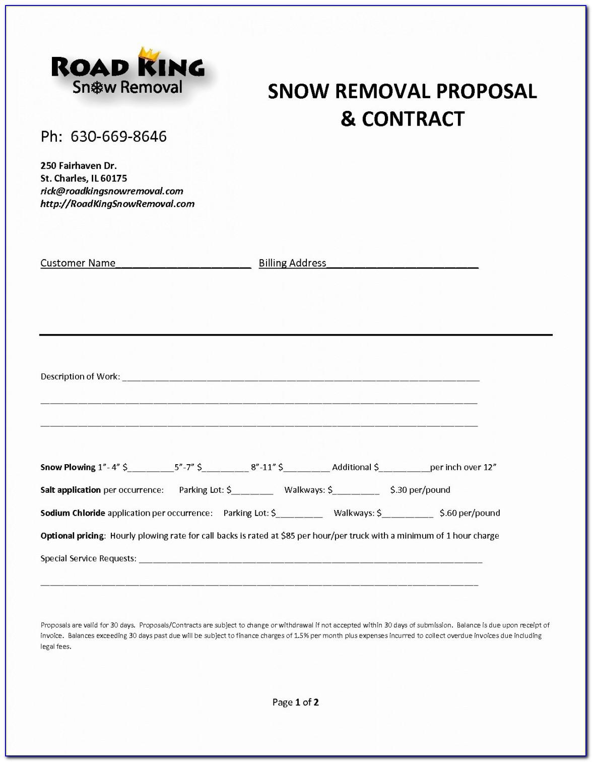 Snow Removal Contract Template Ontario