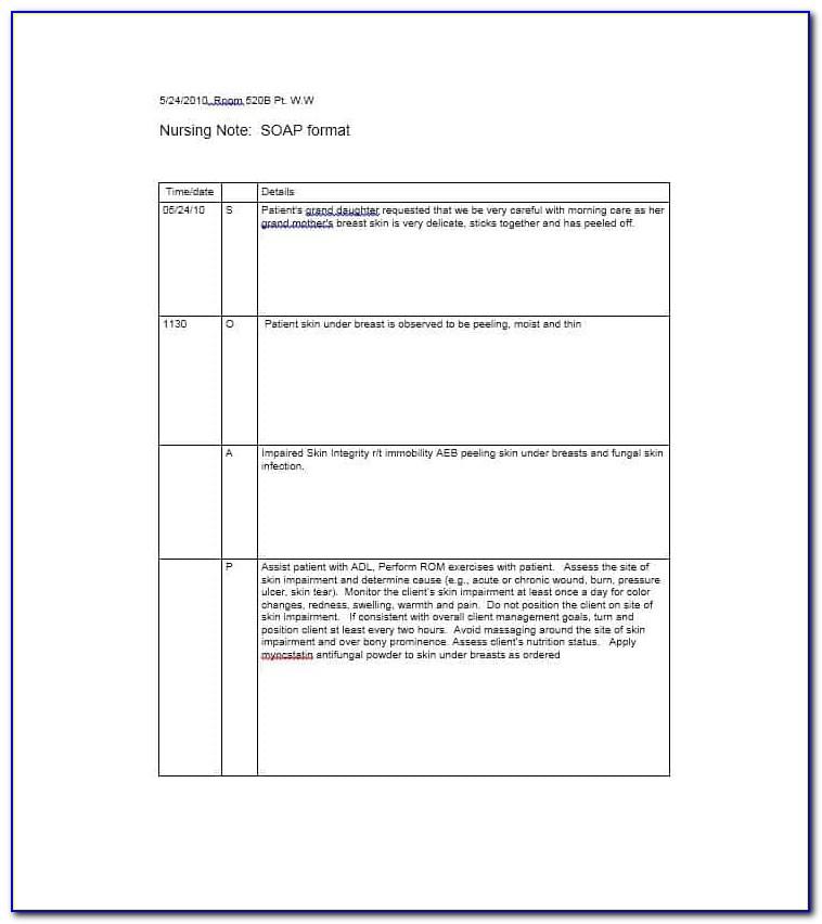Soap Note Format Occupational Therapy