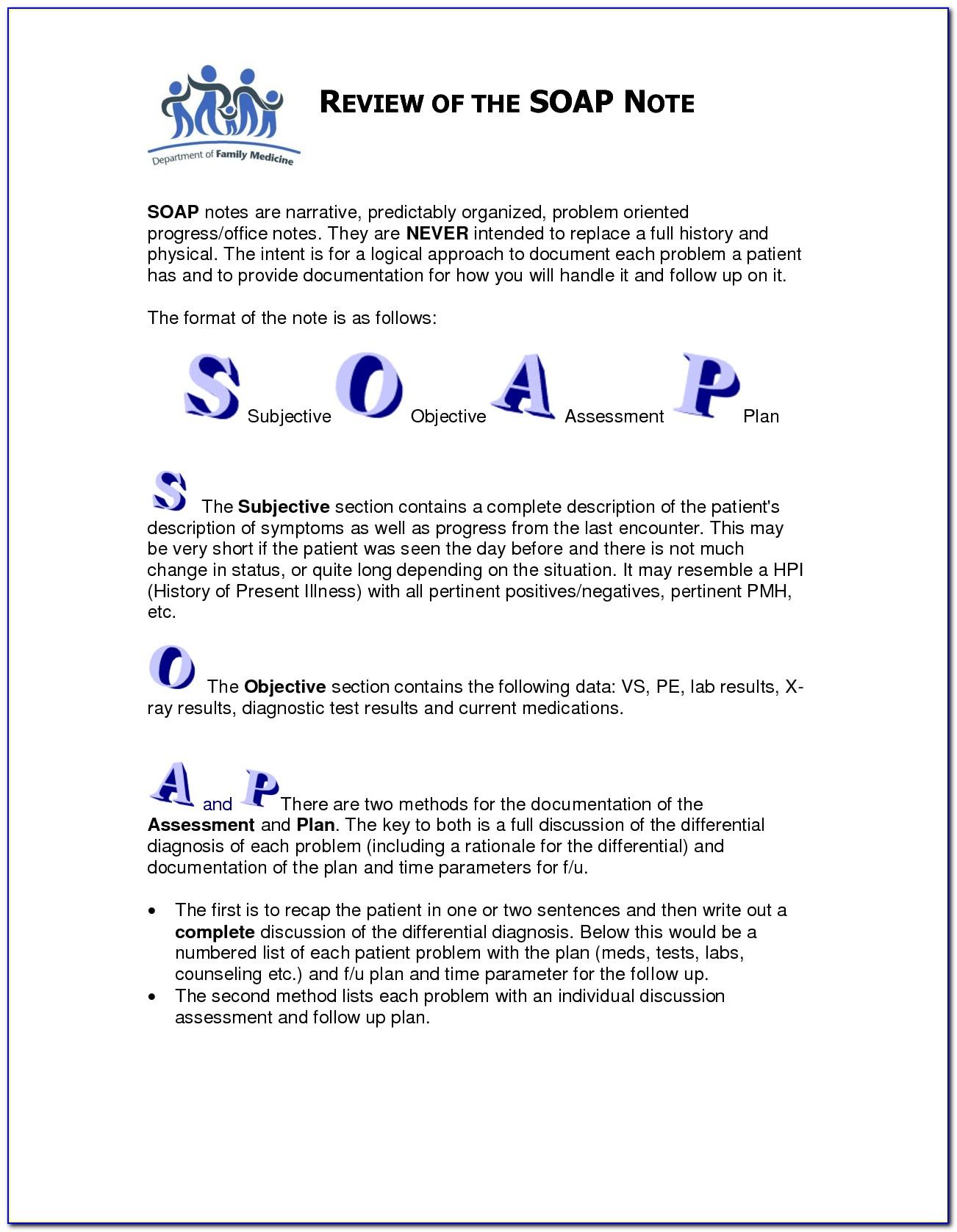 Soap Notes Template Mental Health