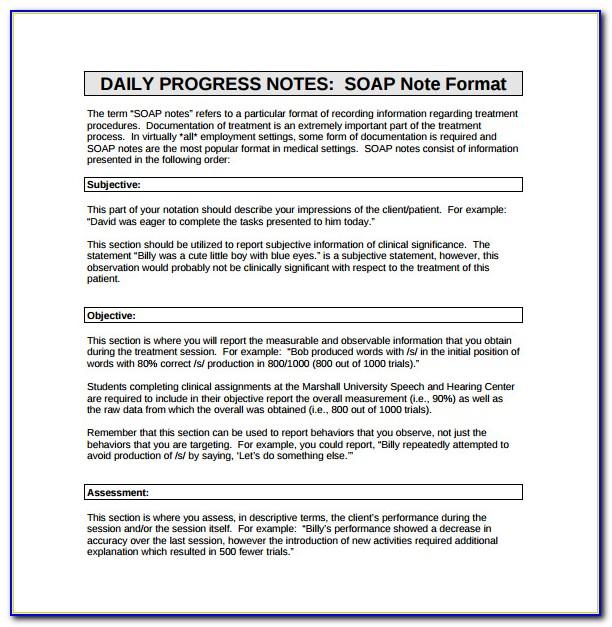 Soap Progress Note Example Counseling