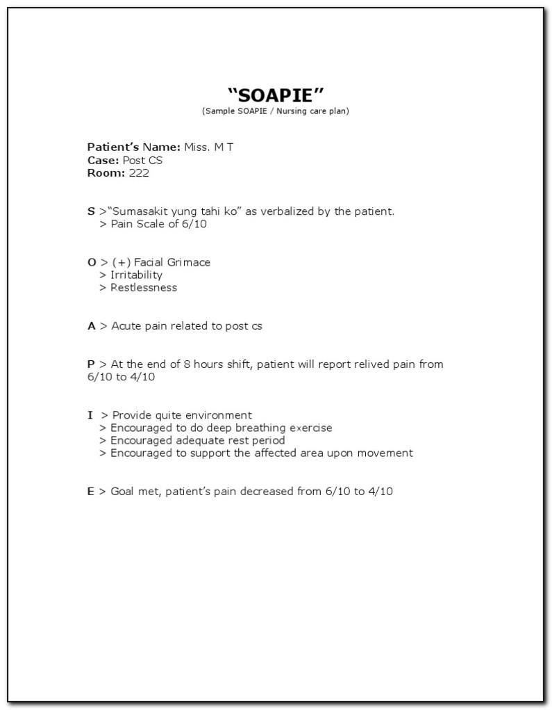 Soapie Nursing Progress Notes Example