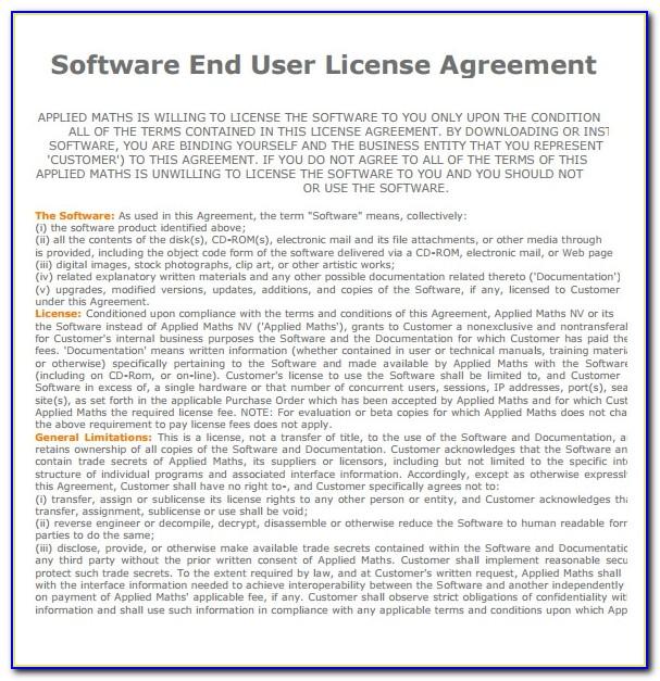 Software End User License Agreement Template India