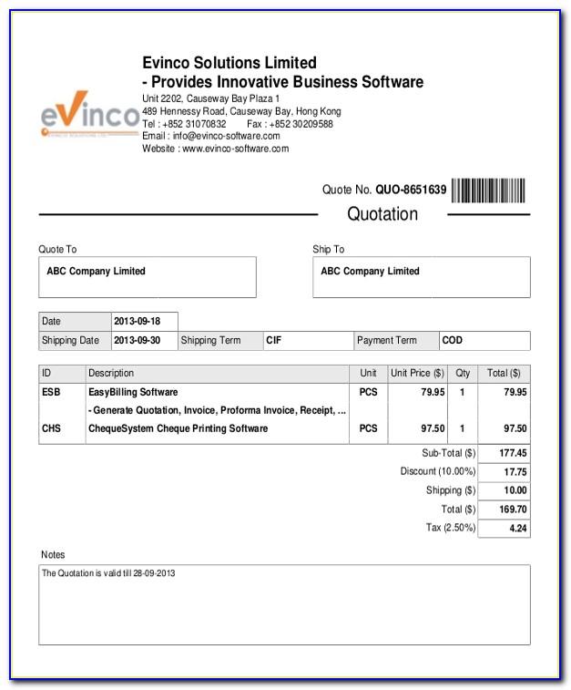 Software Quotation Sample Doc
