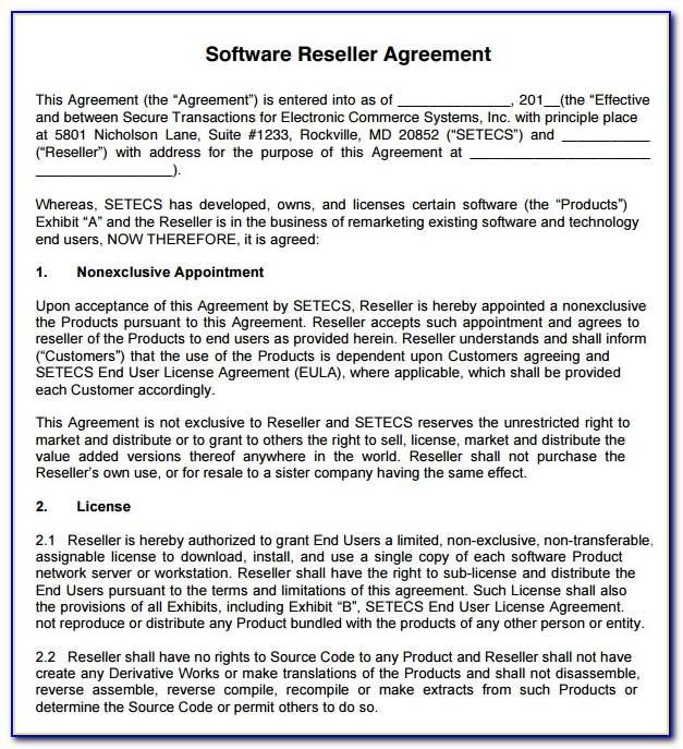 Software Reseller Contract Template