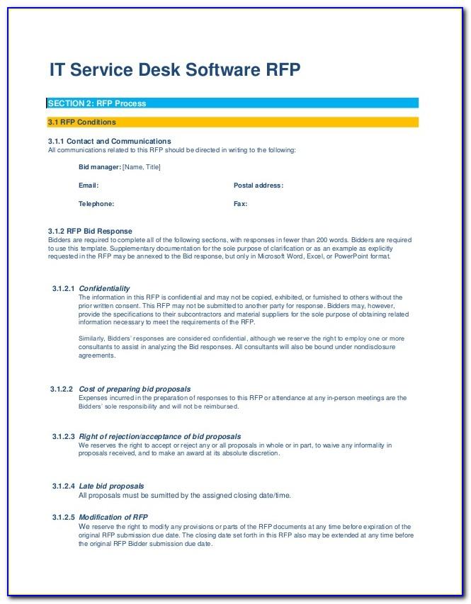 Software Rfp Template Free