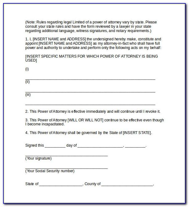 Special Power Of Attorney Form
