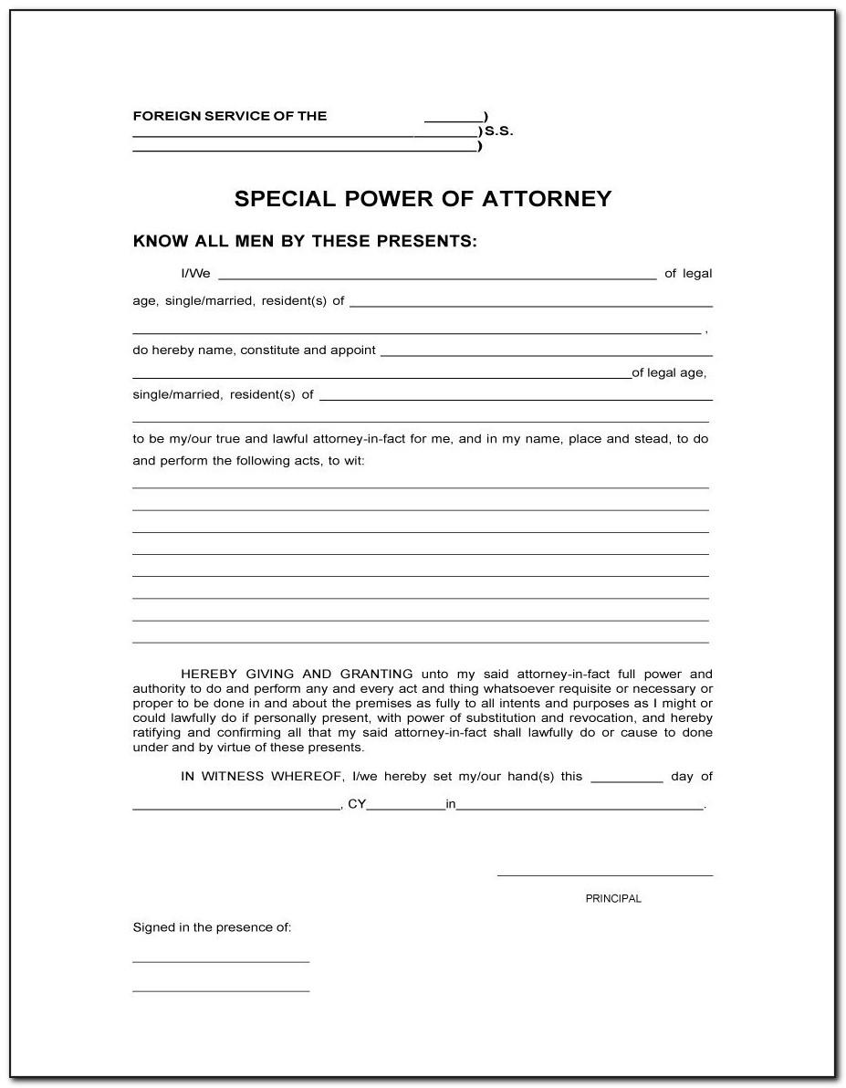 Special Power Of Attorney Template Canada