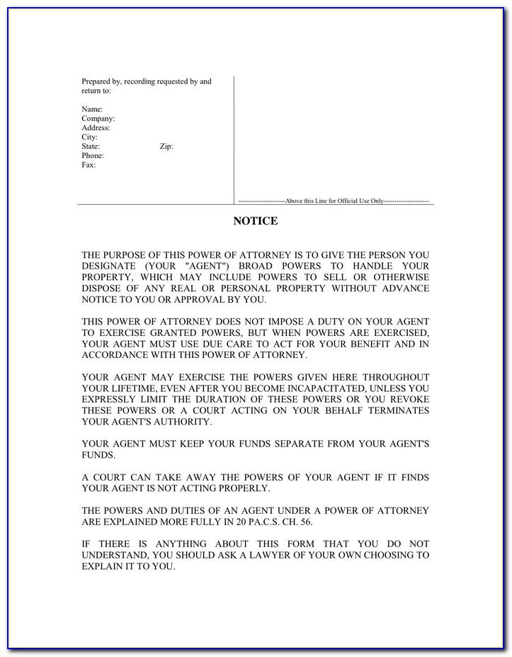 Special Power Of Attorney Template Pdf