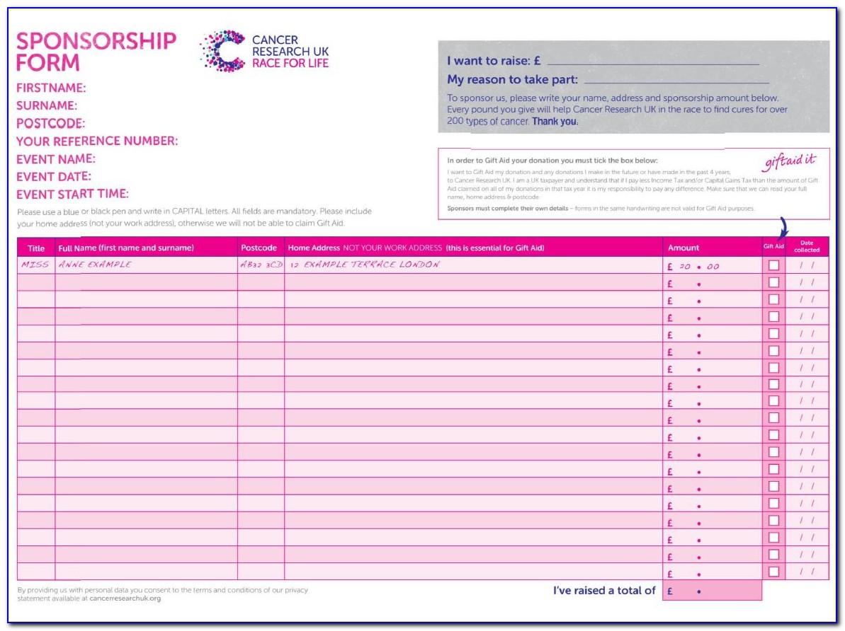 Sponsor Form Template Cancer Research