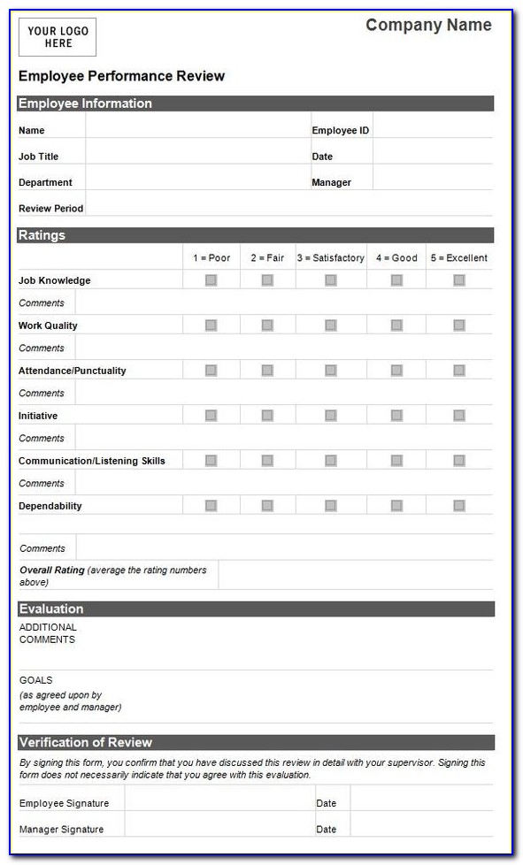 Staff Appraisal Form Template Free Uk