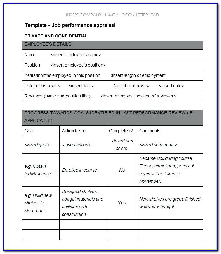 Staff Appraisal Report Template