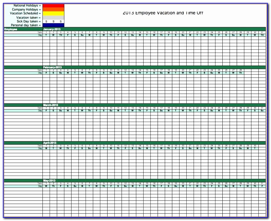 Staff Holiday Planner Template Excel