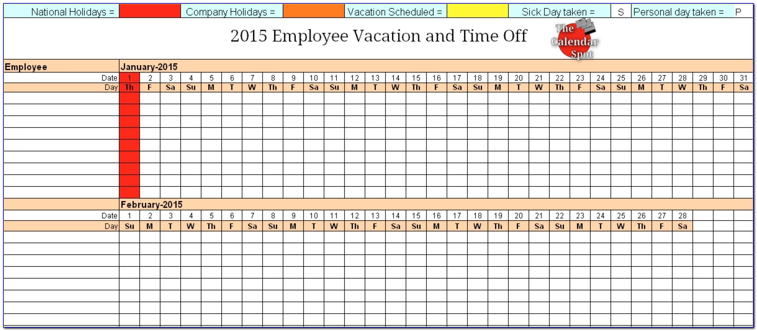 Staff Holiday Planner Template Free Excel Uk