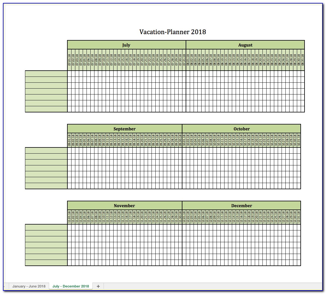 Staff Vacation Planner Template 2018