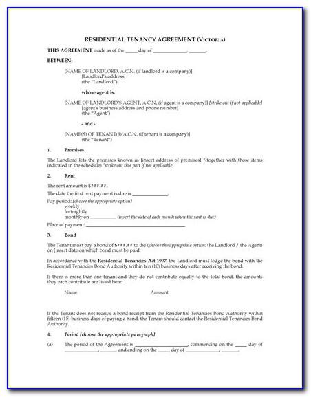 Standard Form Residential Tenancy Agreement Example