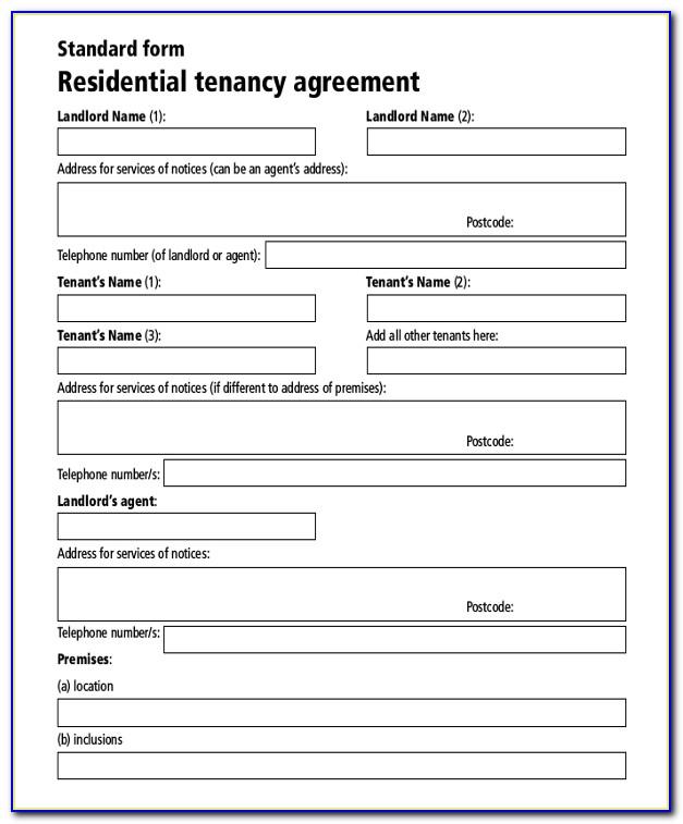 Standard Form Residential Tenancy Agreement Victoria