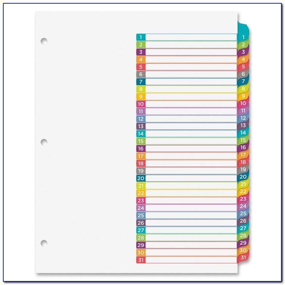 Staples 5 Large Tab Divider Template